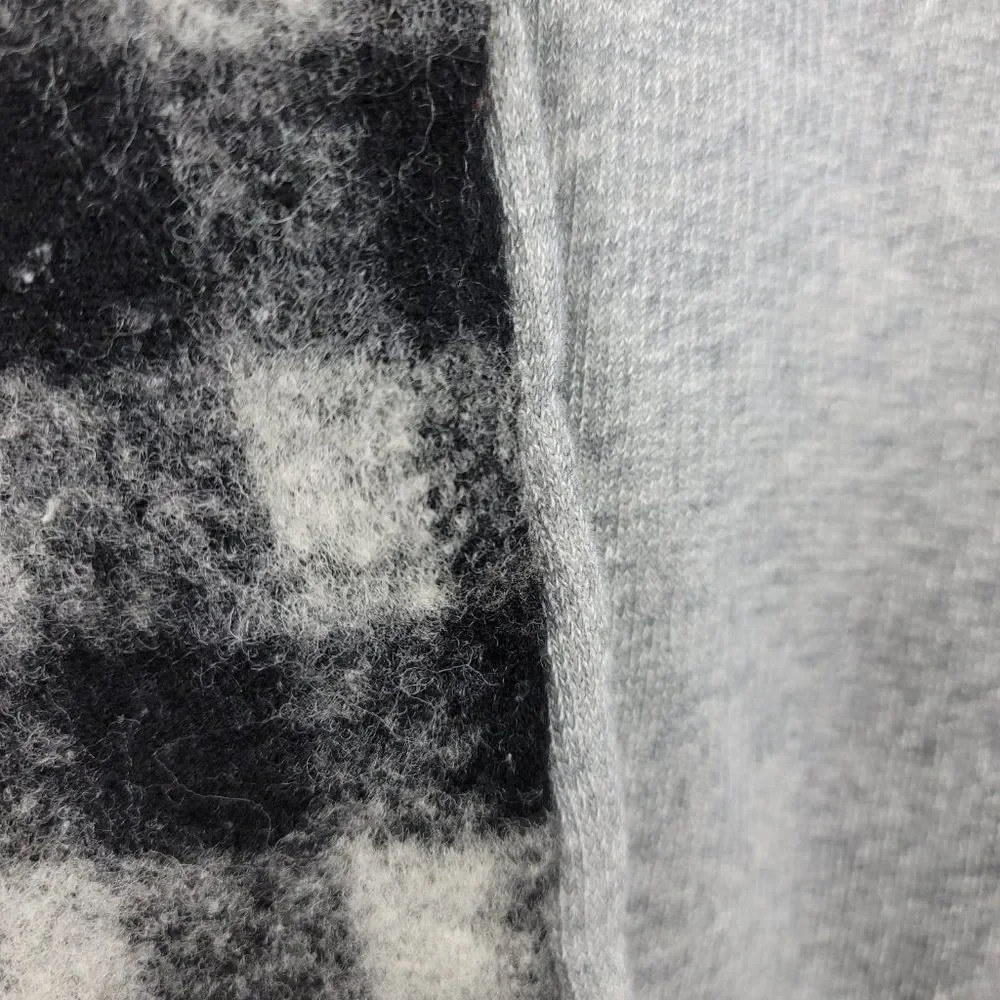 Madewell mixed media buffalo check healther gray wool top sweater size S